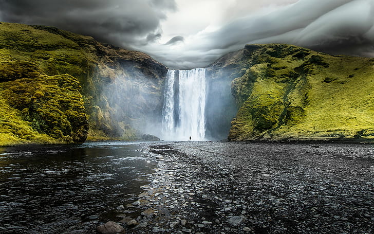landscape, nature, Iceland, waterfall, Skogafoss Waterfalls