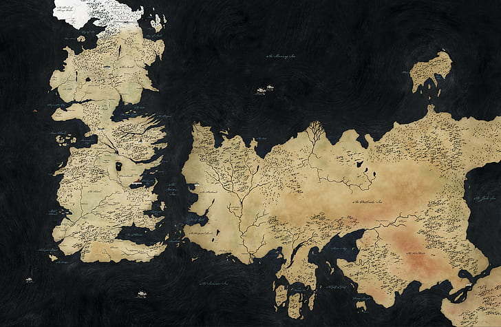 black and brown map illustration, Game of Thrones, no people