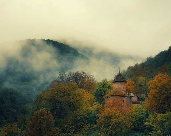Armenia, Goshavanq, brown church, Nature, Mountains, Beautiful, HD wallpaper