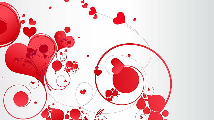 hearts, red, white background, no people, circle, shape, white color, HD wallpaper