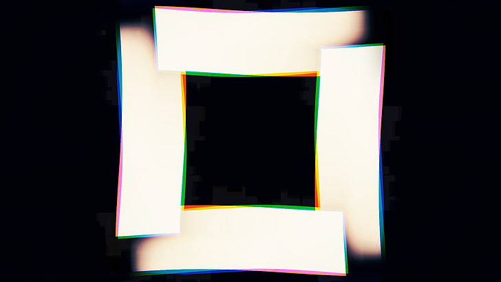 square white frame illustration, glitch art, LSD, abstract, illuminated, HD wallpaper
