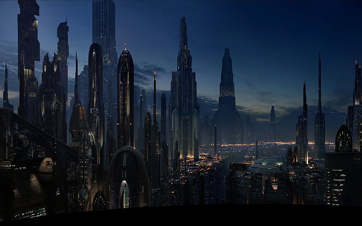 photo of high rise buildings, Star Wars, Coruscant, building exterior