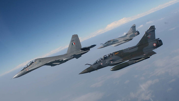 Jet Fighters, Dassault Mirage 2000, Sukhoi Su-30MKI, HD wallpaper
