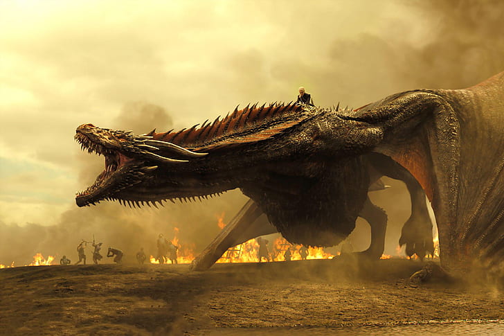 fire, TV, Game of Thrones, Daenerys Targaryen, dragon, series, HD wallpaper