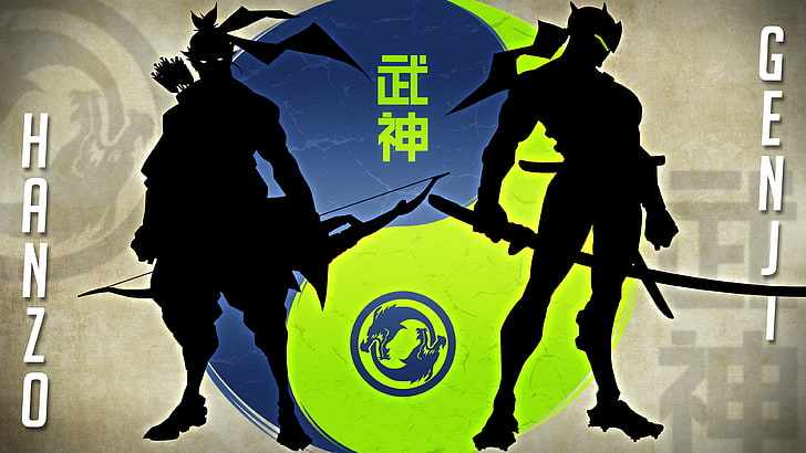 Hanzo and Genji digital wallpaper, Overwatch, Blizzard Entertainment