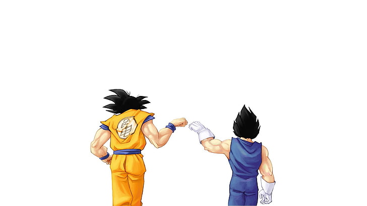 Son Goku and Vegeta illustration, behind, Dragon Ball Z, anime