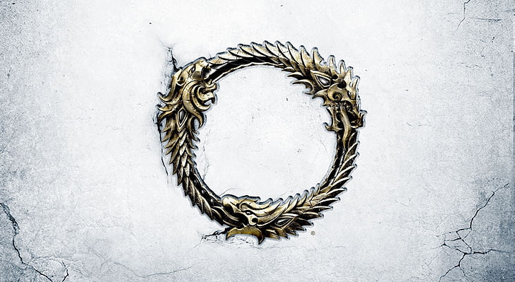 The Elder Scrolls Online Ouroboros Medallion, gold dragon wreath, HD wallpaper