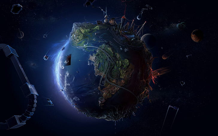 Hi Tech Planet, earth graphic, creative and graphics, HD wallpaper