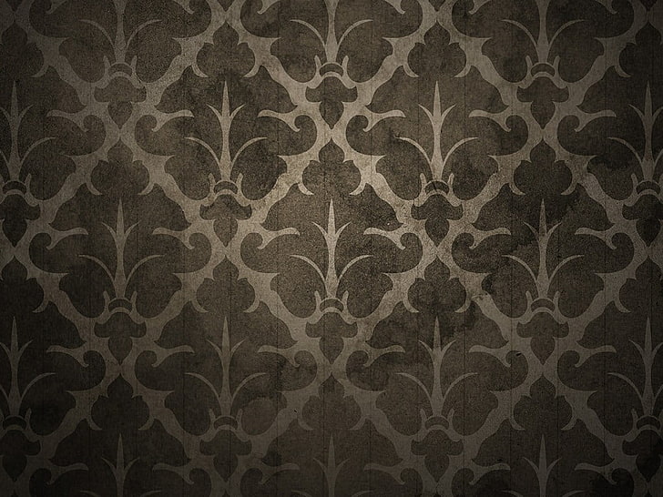 gray and white floral textile, pattern, backgrounds, full frame, HD wallpaper