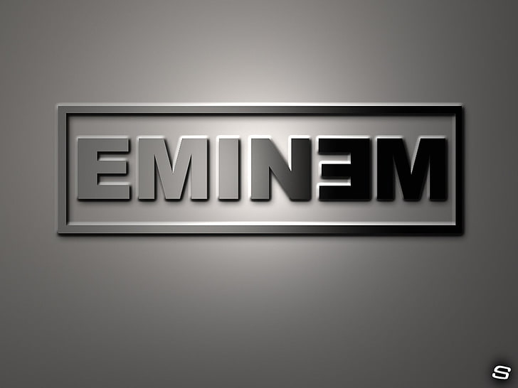 Eminem logo, Singers, text, communication, western script, indoors