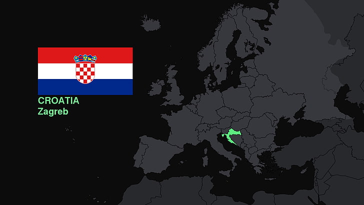 Croatia, Europe, flag, map, communication, text, western script, HD wallpaper