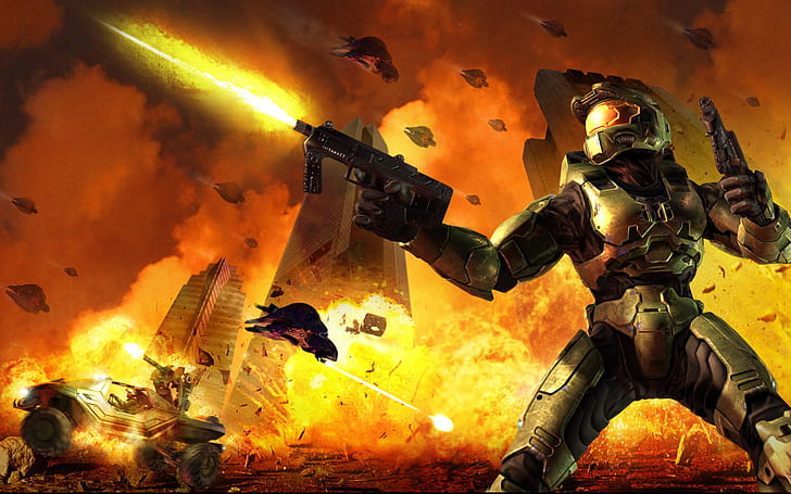 video games, Video Game Heroes, Halo, Halo 2, Master Chief, HD wallpaper