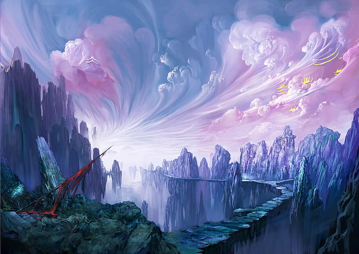 HD wallpaper: clouds, fantastic, fantasy, landscape, magic, magical, world  | Wallpaper Flare