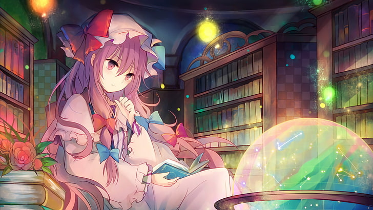 anime girls, Touhou, Patchouli Knowledge, building exterior, HD wallpaper