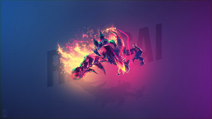 pink and black graphic wallpaper, League of Legends, Rek'Sai (League of Legends), HD wallpaper