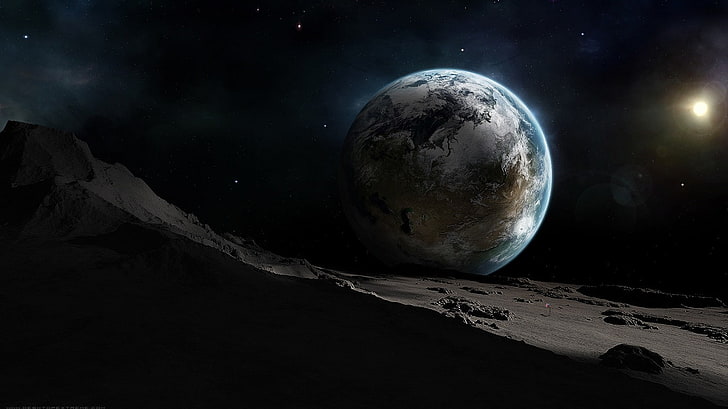 moon earth view could get outer space thread going 1366x768  Space Moons HD Art, HD wallpaper