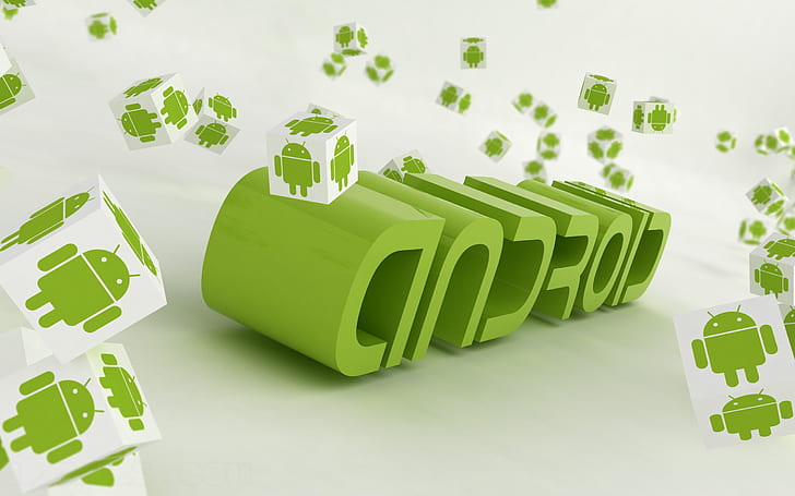 Android 3 D Logo, green, os, mobile os