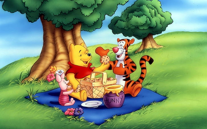 Winnie The Pooh Tigger And Piglet Picnic Honey Pot Basket With Pastries 2560×1600