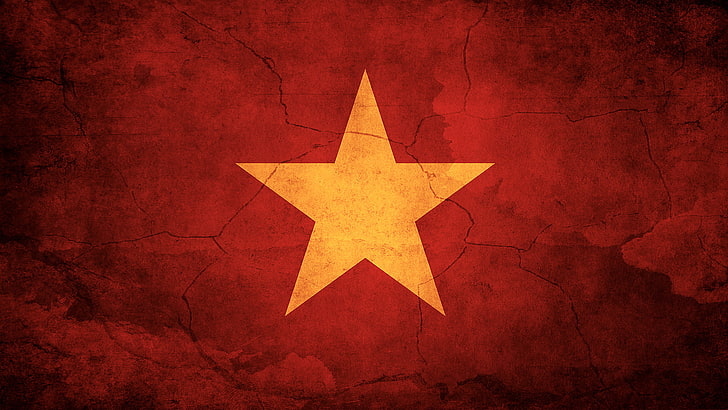 Vietnam flag, red, star, star shape, no people, decoration, backgrounds, HD wallpaper