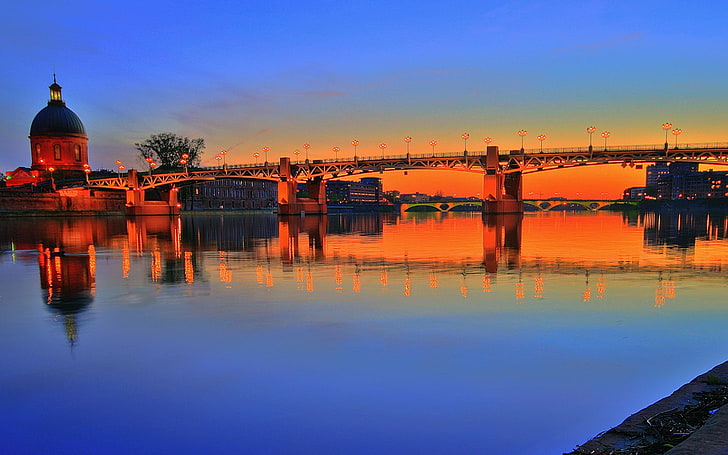 Toulouse, Pont Saint-Pierre, France, Garonne, bridge, river, HD wallpaper