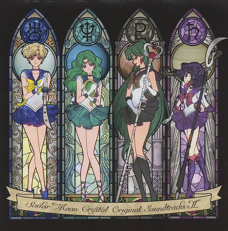 Sailor Uranus, Sailor Neptune, Sailor Pluto, Sailor Saturn, HD wallpaper