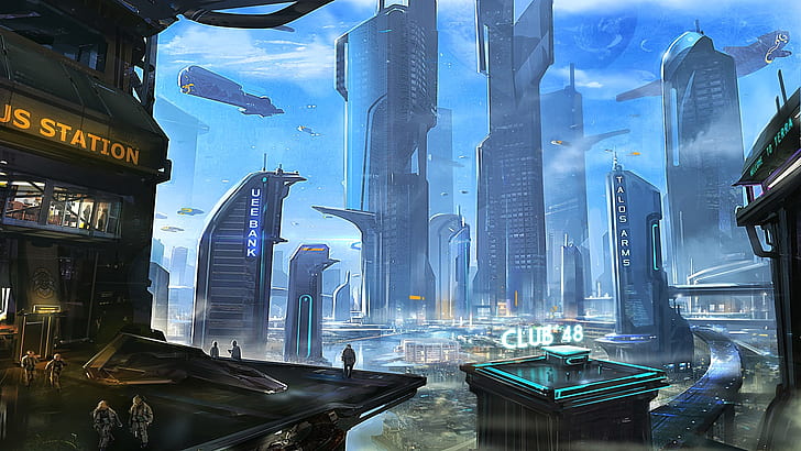 Imperium City Buildings Skyscrapers Drawing Future HD, video games, HD wallpaper