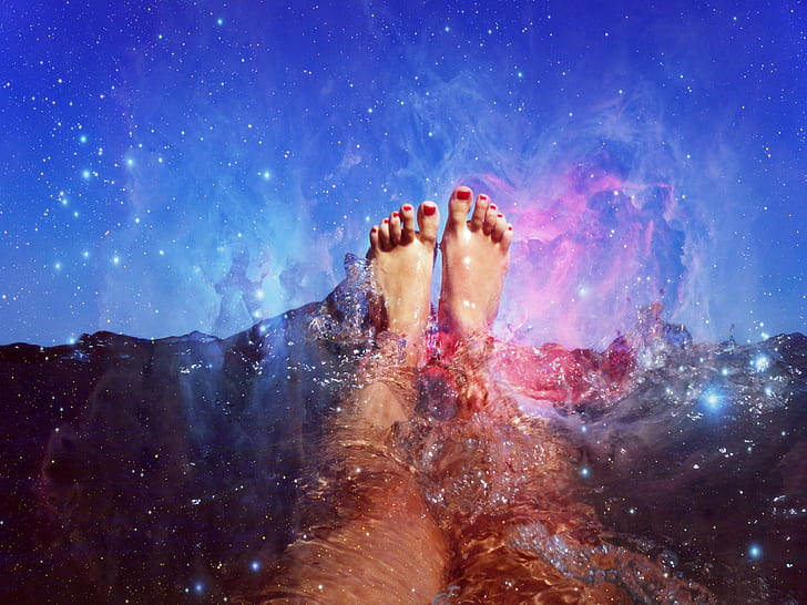 feet wallpaper, Drops of Jupiter, stars, estrellas, sea, mar, HD wallpaper