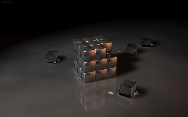 Black Rubiks Cube, game, background, HD wallpaper