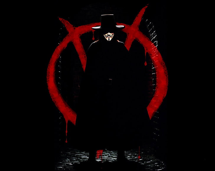 V for Vendetta, one person, red, studio shot, standing, front view, HD wallpaper