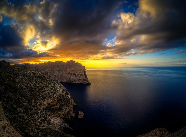 Earth, Sunset, Majorca, Rock, Sea, Spain
