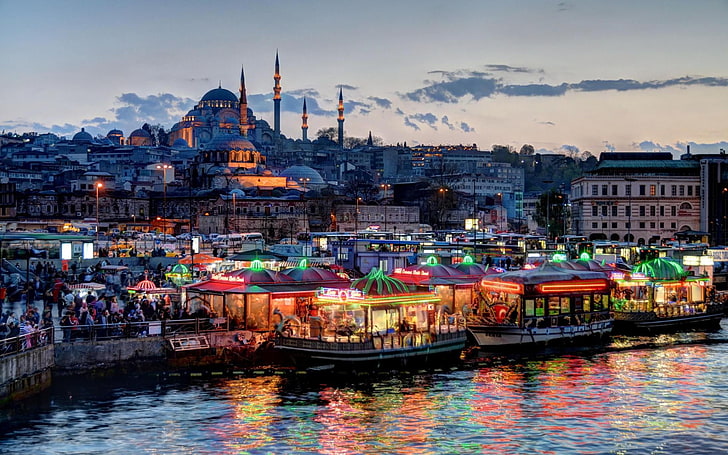 white concrete structures, blue mosque, Istanbul, Turkey, city, HD wallpaper