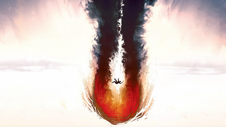 person falling on fire illustration, artwork, fantasy art, abstract, HD wallpaper