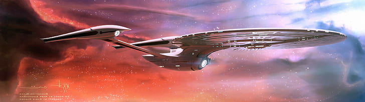 star trek uss enterprise spaceship space nebula multiple display