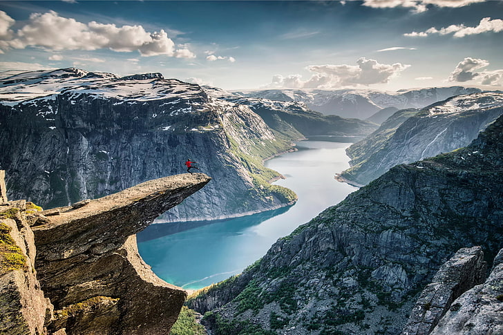 gray mountain, Norway, Kung Fu, The Troll's Tongue, Trolltunga, HD wallpaper