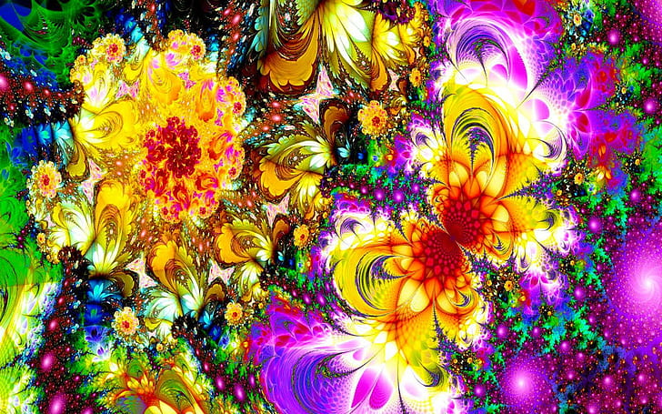 The Yellow Butterfly, sparkling, abstract, fractal, colorful, HD wallpaper