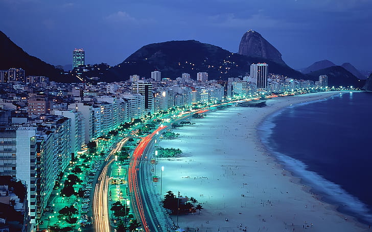 Copacabana Beach, city, roads, HD wallpaper