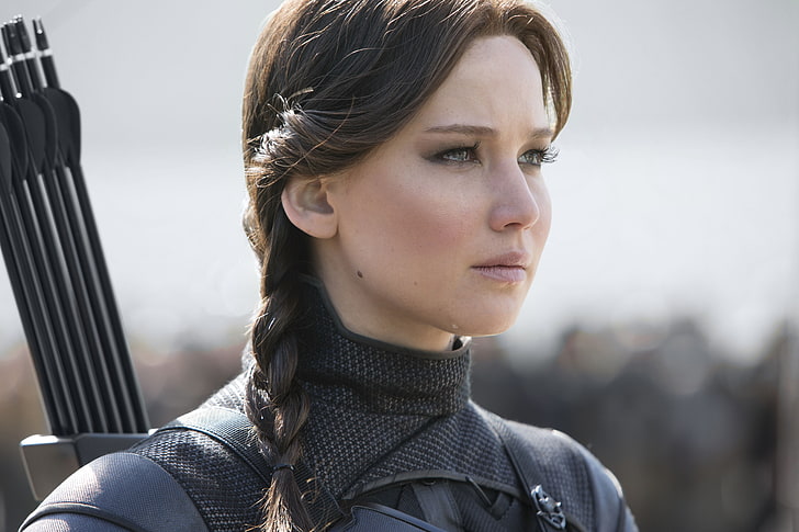 Katniss Everdeen, fiction, frame, hairstyle, costume, arrows, HD wallpaper