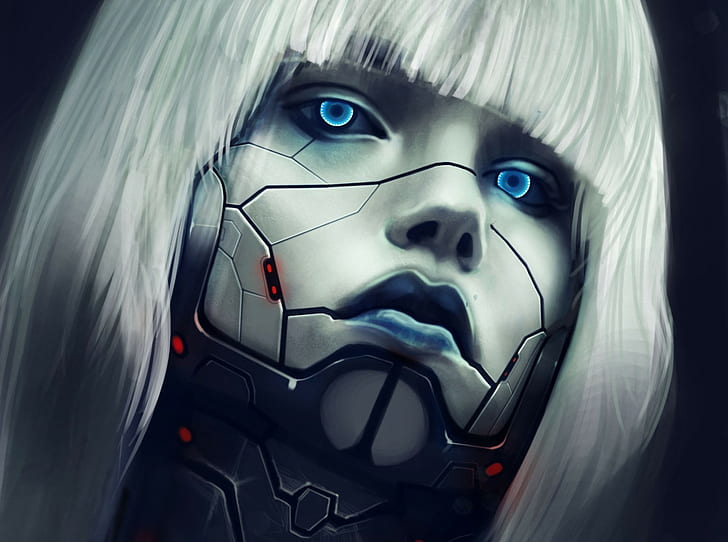1920x1429 px Blonde cyborg eyes face females fi girl hair robot sci women Abstract Fantasy HD Art