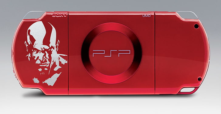video games red system sony psp console kratos 3600x1864  Video Games Kratos HD Art, HD wallpaper