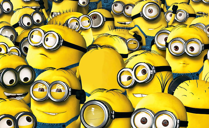 Minions 2015, Minions collage wallpaper, Cartoons, Others, yellow, HD wallpaper