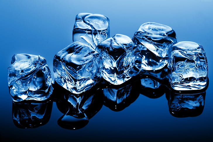 ice, cubes, Blue, frozen, Water, background, HD wallpaper