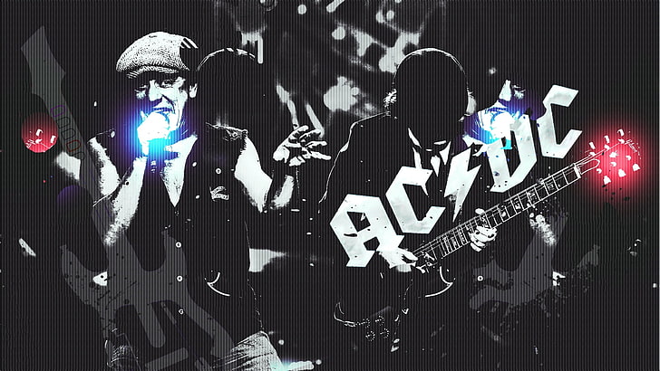 AC/DC wallpaper, acdc, graphics, show, concert, guitar, people, HD wallpaper