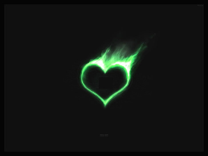 green heart with flames wallpaper, Artistic, Love, heart Shape