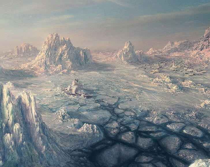 fantasy art, ice, landscape, artwork
