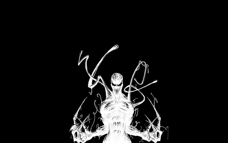 Venom wallpaper, Spider-Man, comics, Marvel Comics, Carnage, monochrome, HD wallpaper