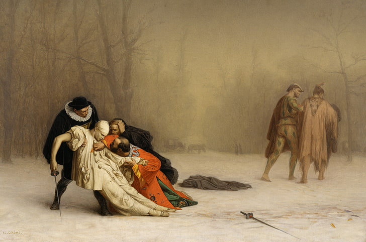 picture, costume, sword, genre, Jean-Leon Gerome, The Duel After The Masquerade, HD wallpaper