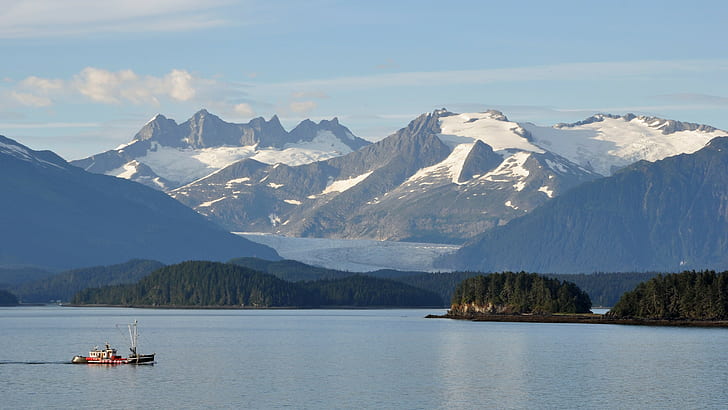glaciers, Alaska, mountains, landscape, HD wallpaper