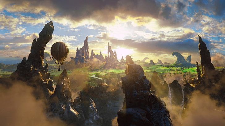 untitled, fantasy art, hot air balloons, digital art, Oz the Great and Powerful