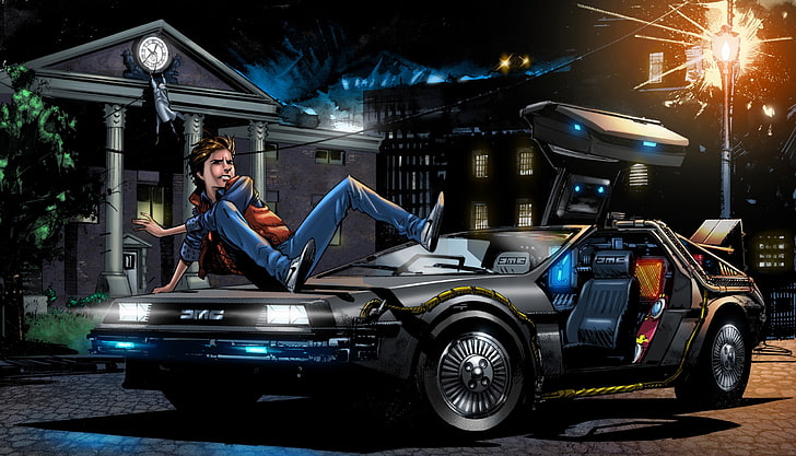 Back to the future, Marty mcfly, Delorean dmc-12, Car, transportation, HD wallpaper