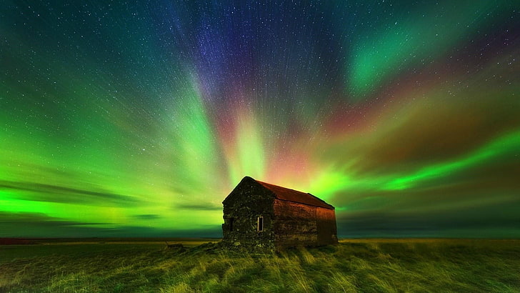 aurora australis, polar lights, phenomenon, starry sky, night sky, HD wallpaper